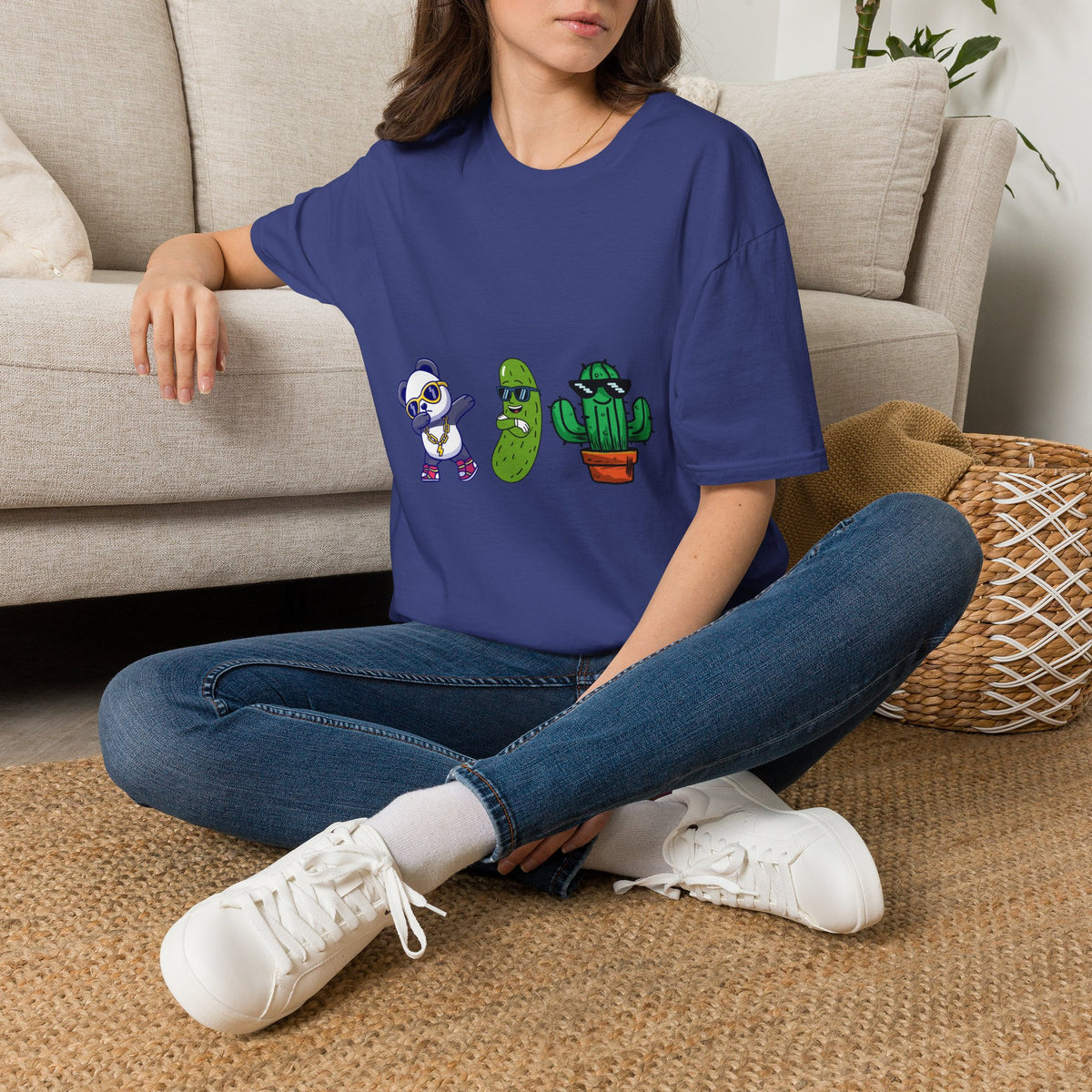 Panda, Pickle & Cactus Trio T-Shirt — Unisex Graphic Tee
