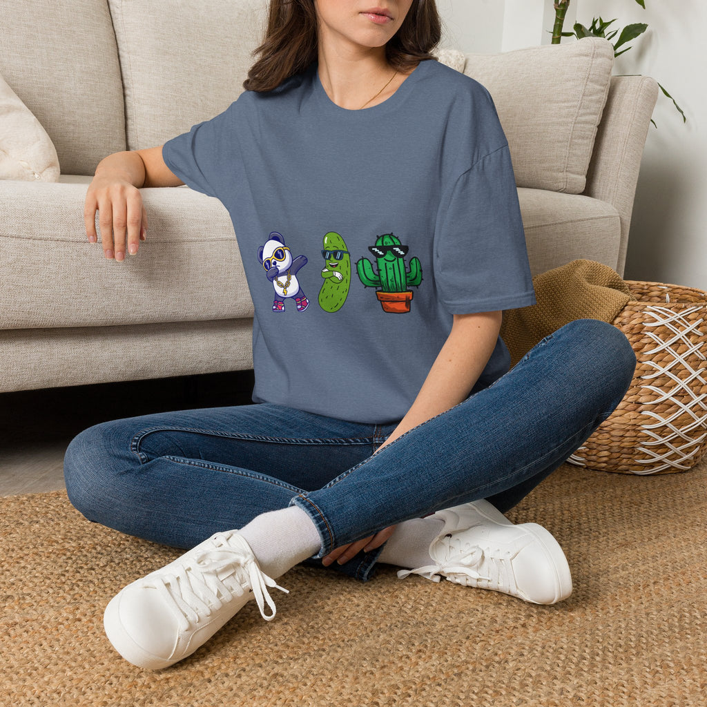 Panda, Pickle & Cactus Trio T-Shirt — Unisex Graphic Tee