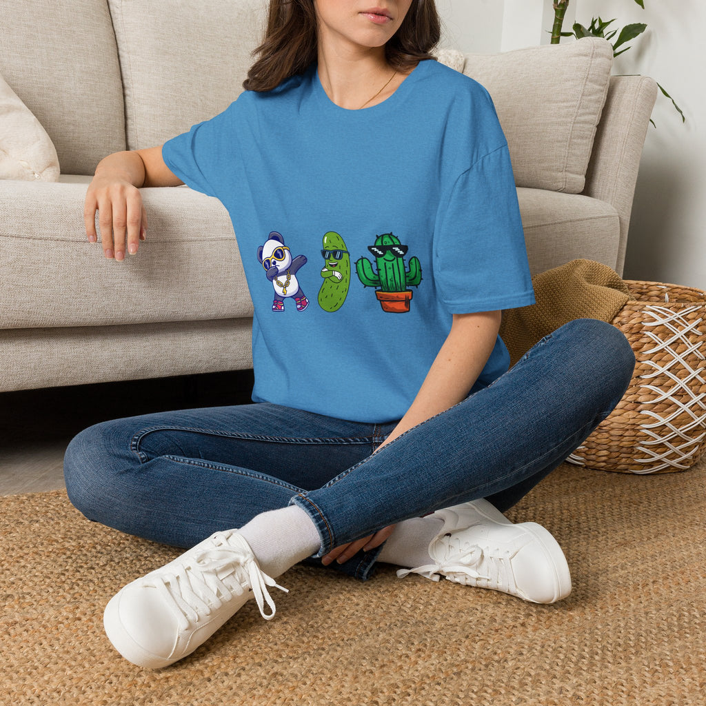 Panda, Pickle & Cactus Trio T-Shirt — Unisex Graphic Tee