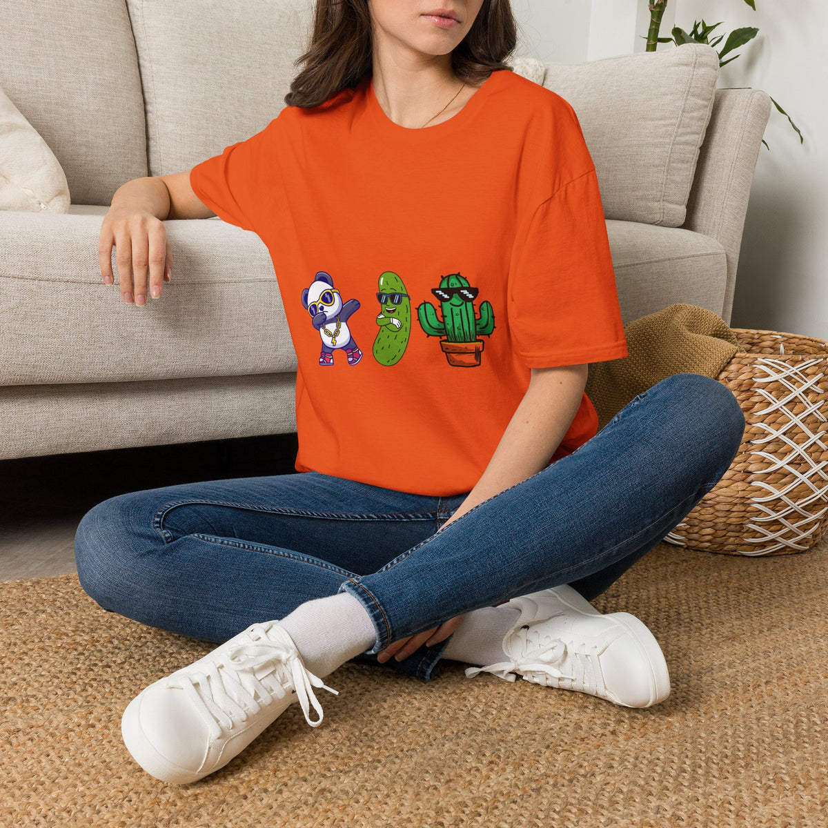 Panda, Pickle & Cactus Trio T-Shirt — Unisex Graphic Tee