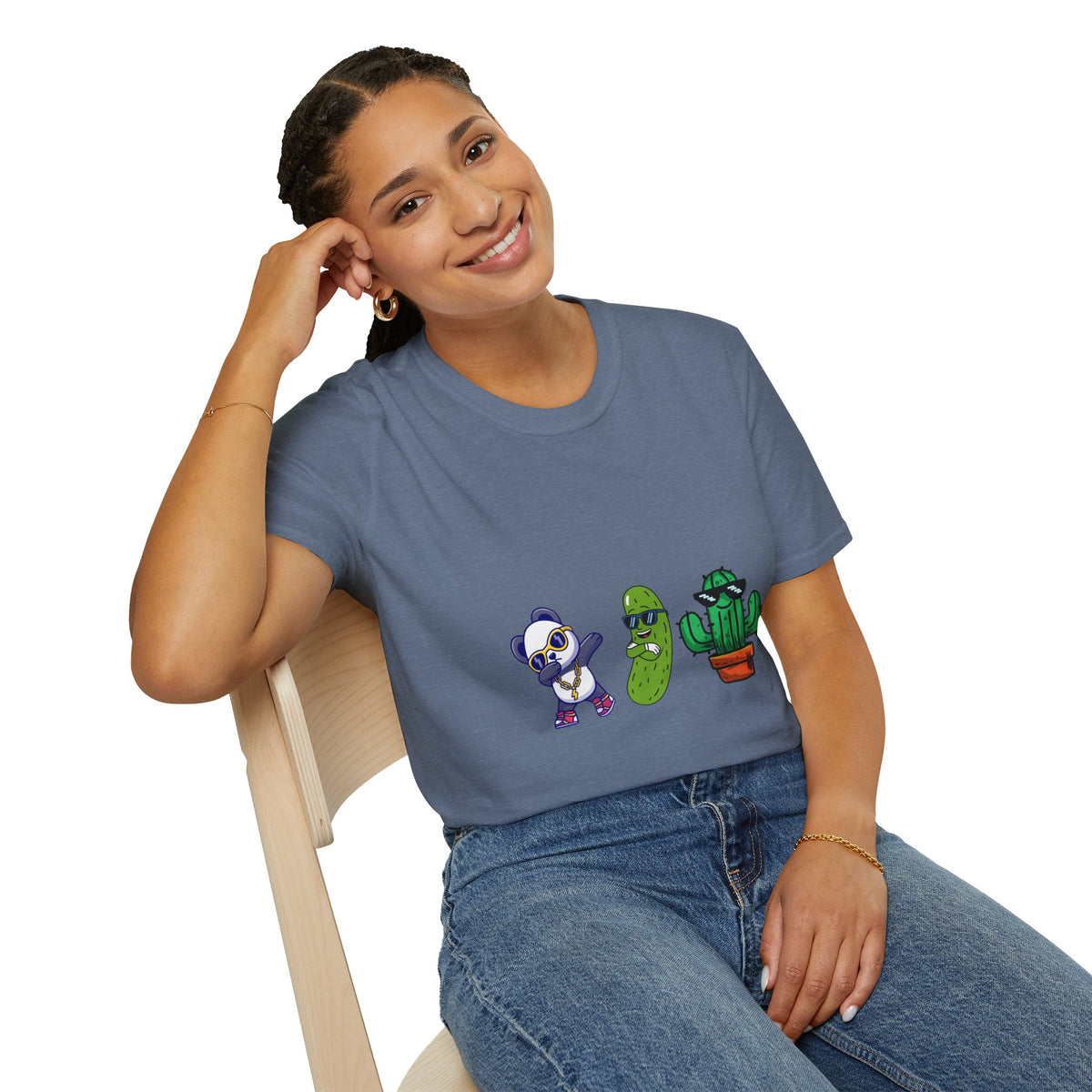 Panda, Pickle & Cactus Trio T-Shirt — Unisex Graphic Tee