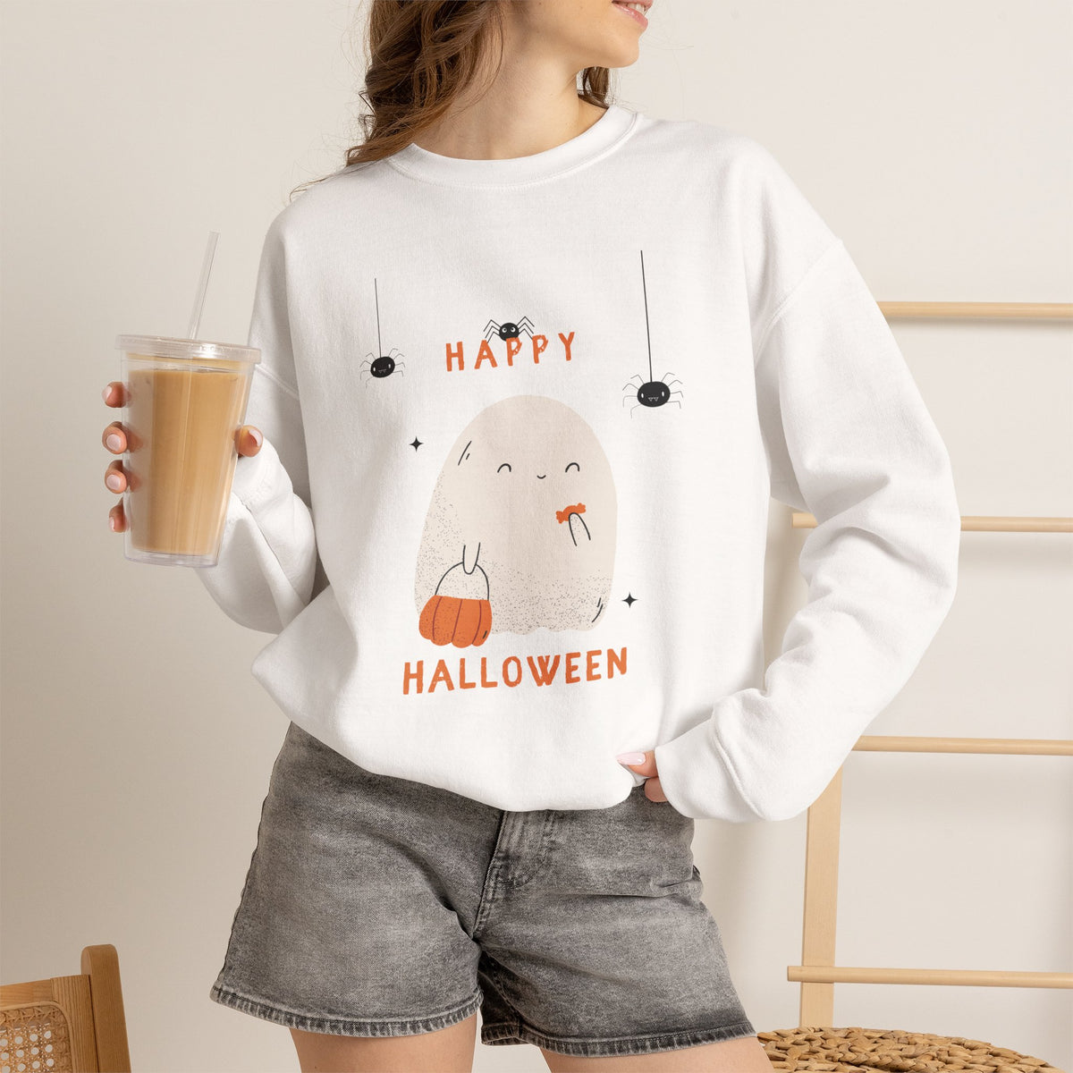 Cute Ghost Halloween Crewnec