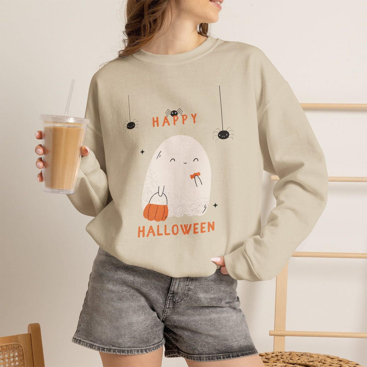 Cute Ghost Halloween Crewnec