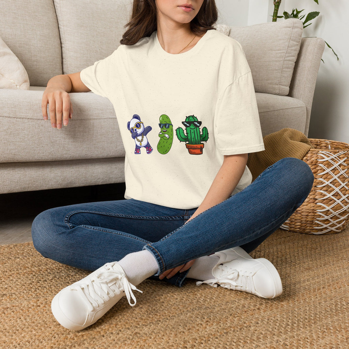 Panda, Pickle & Cactus Trio T-Shirt — Unisex Graphic Tee