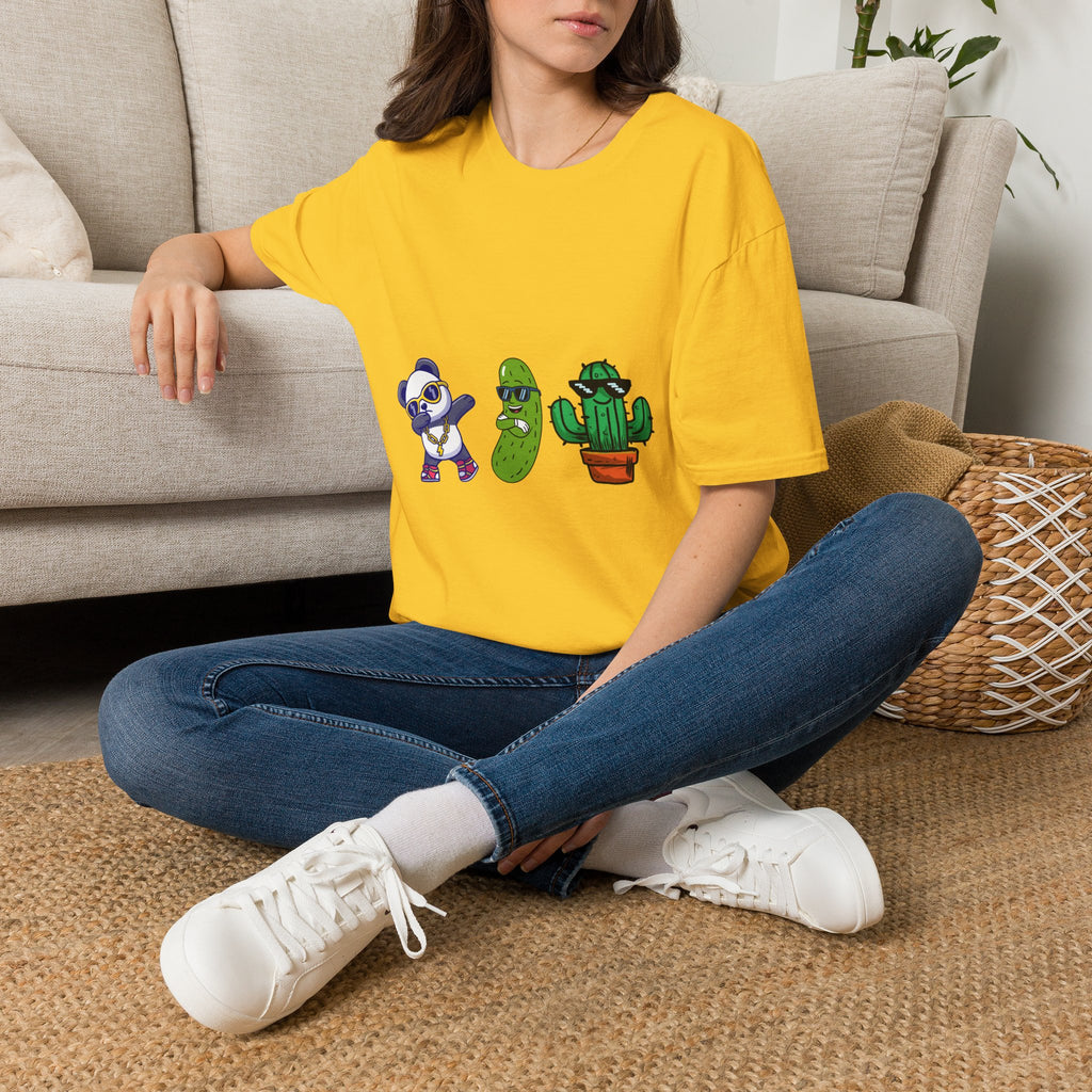 Panda, Pickle & Cactus Trio T-Shirt — Unisex Graphic Tee
