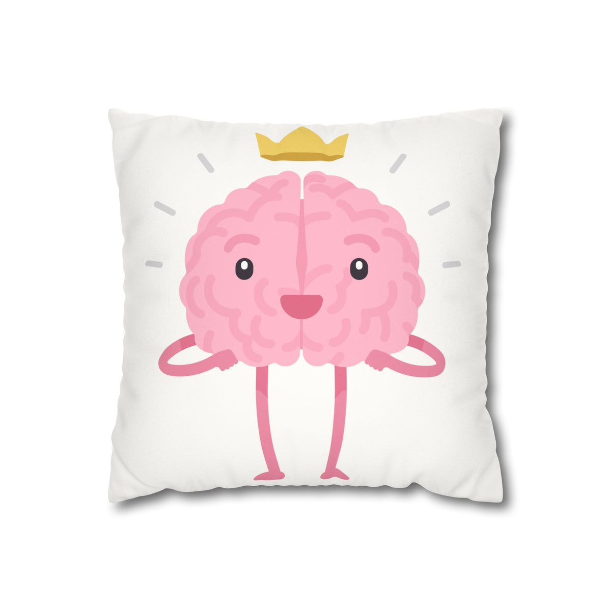Crowned Brain Faux Suede Pillowcase