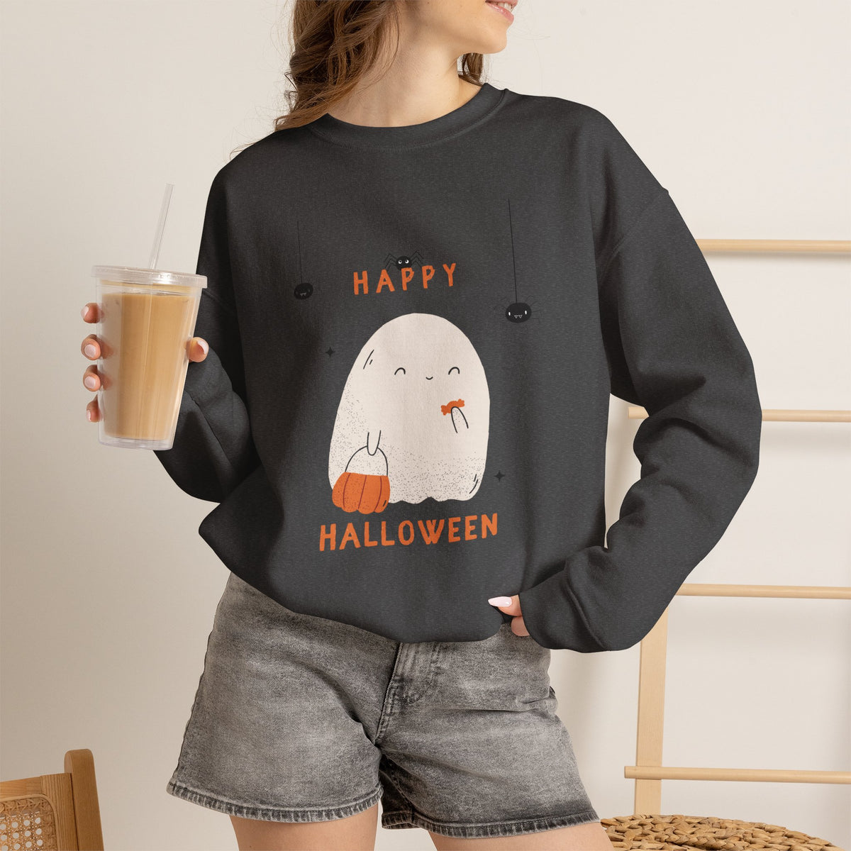 Cute Ghost Halloween Crewnec