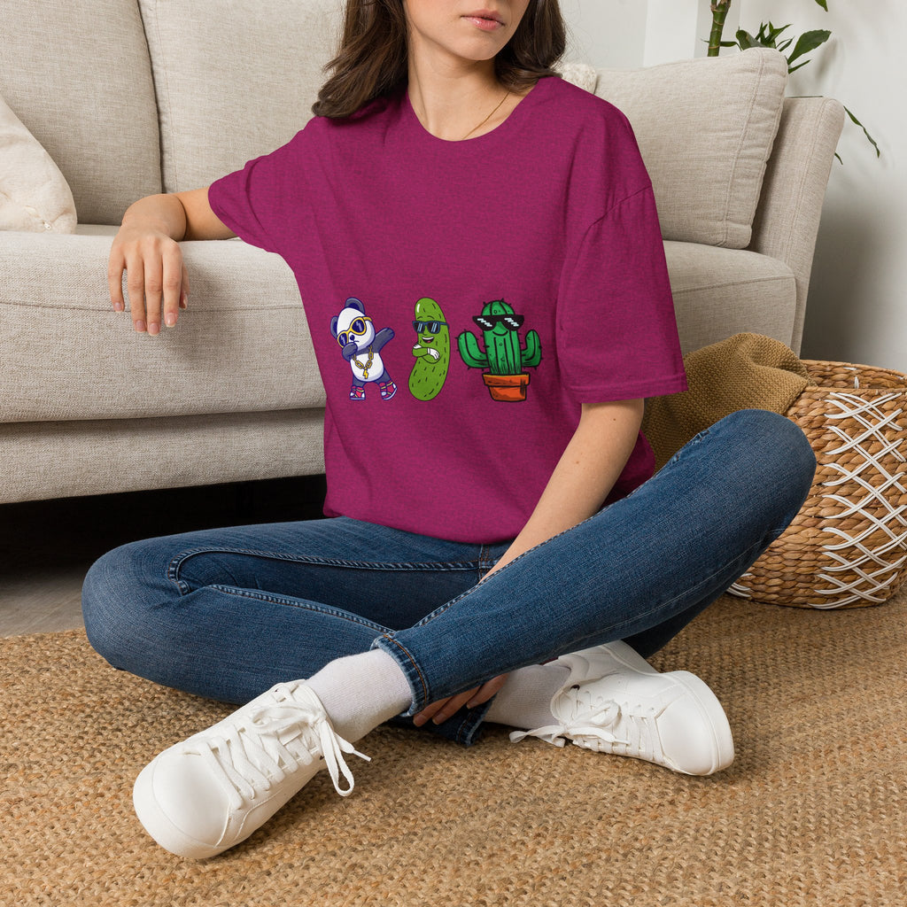 Panda, Pickle & Cactus Trio T-Shirt — Unisex Graphic Tee